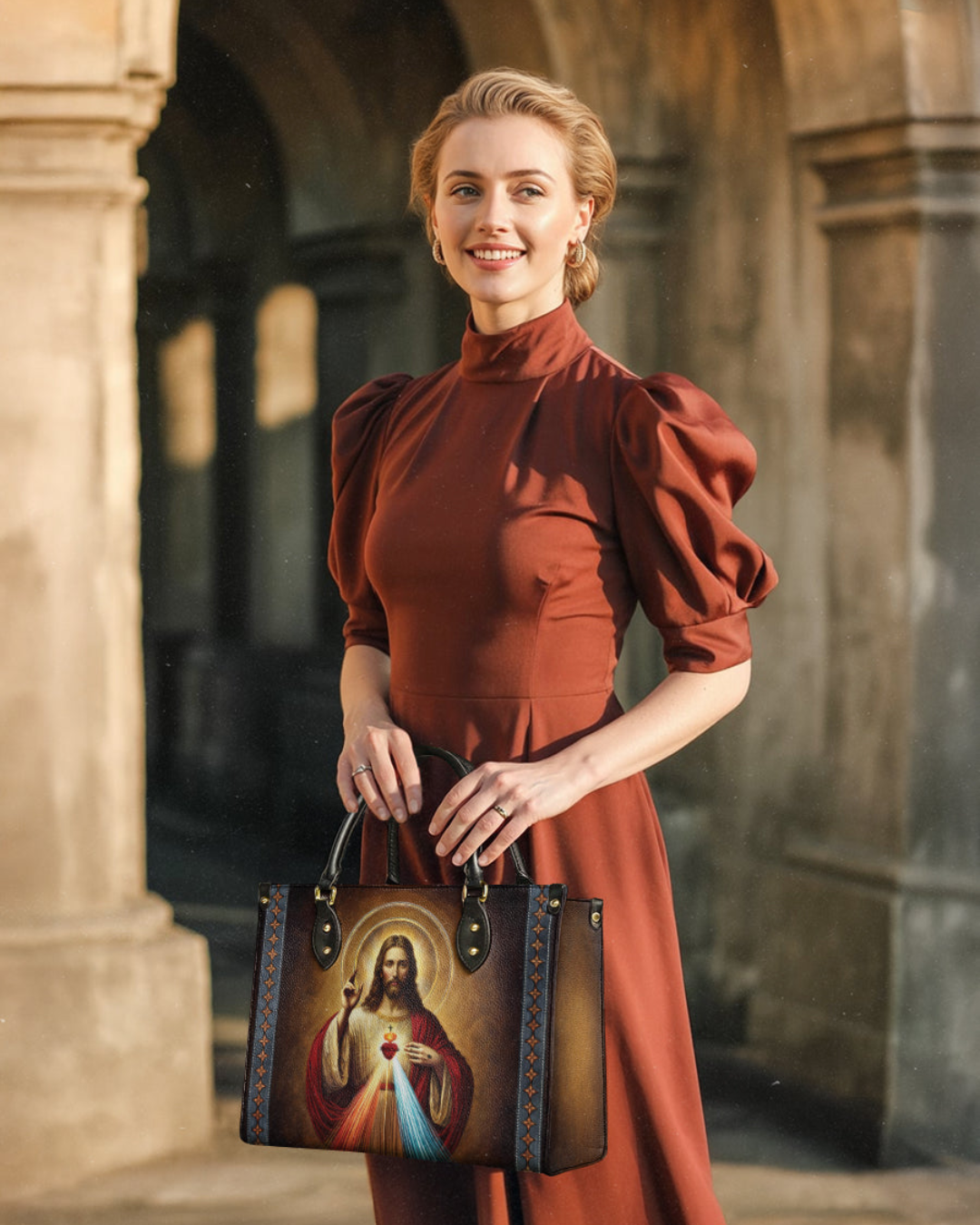 Borsa Cattolica in Pelle – Sacro Cuore di Gesù