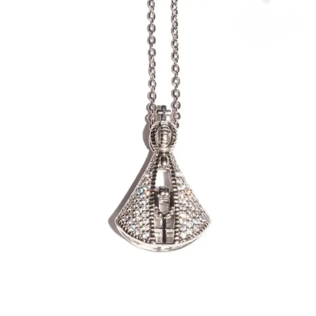 (ACQUISTANE 1 E RICEVINE 2) Collana Madonna - Zircone Blu e Argento