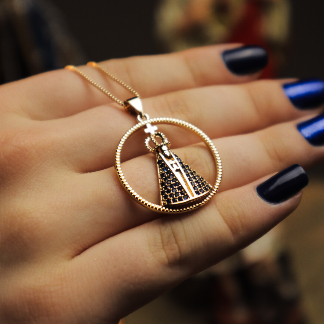 Collana Madonna di Aparecida con Arco Dorato