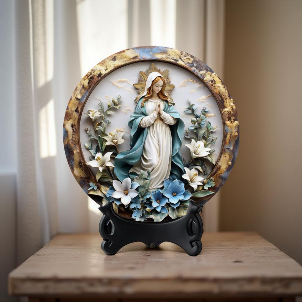 Decorazione Cattolica Madonna delle Grazie con Fiori