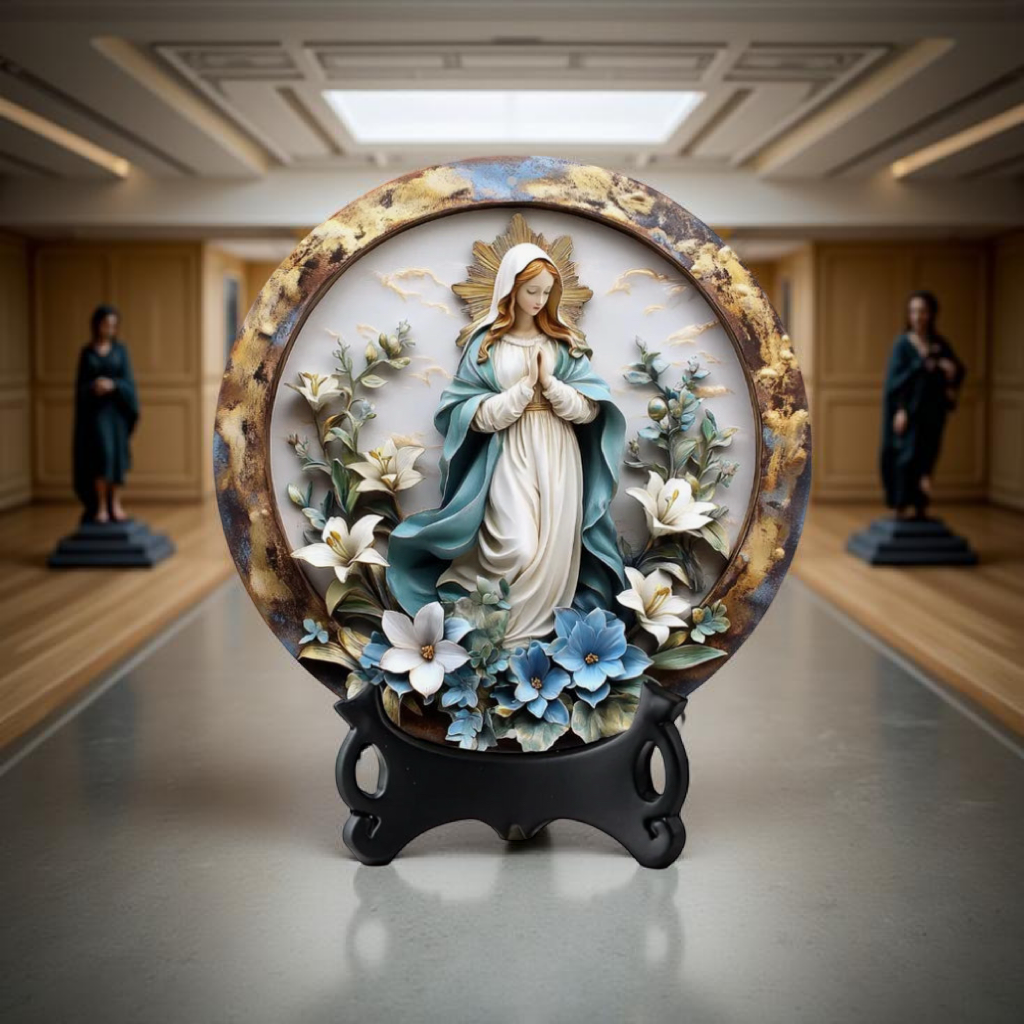 Decorazione Cattolica Madonna delle Grazie con Fiori