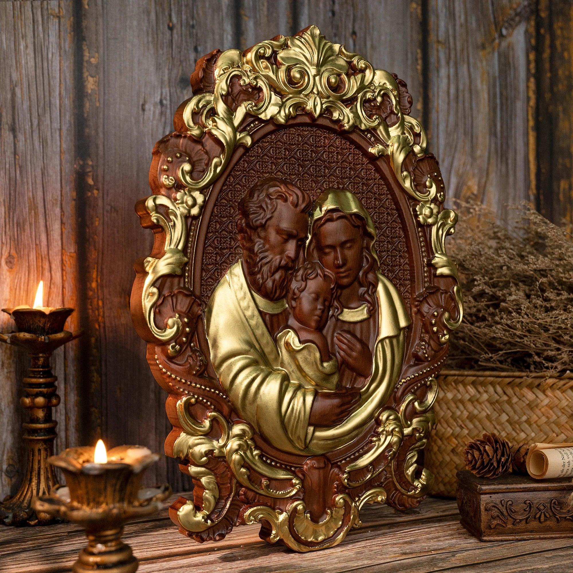 Scultura in legno Sacra Famiglia