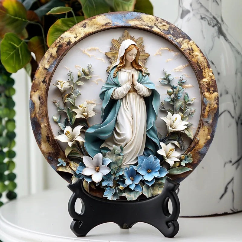 Decorazione Cattolica Madonna delle Grazie con Fiori