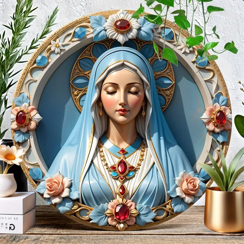 Decorazione Cattolica Madonna con Dettagli in Pietre