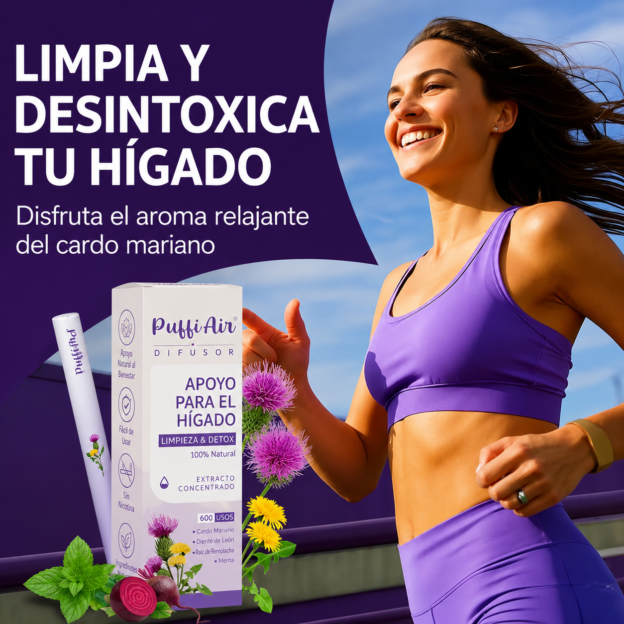 Difusor Herbal para el Cuidado del Hígado – Hasta 600 Inhalaciones