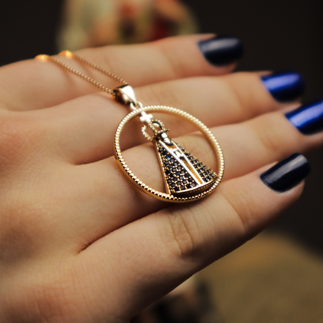 Collana Madonna di Aparecida con Arco Dorato