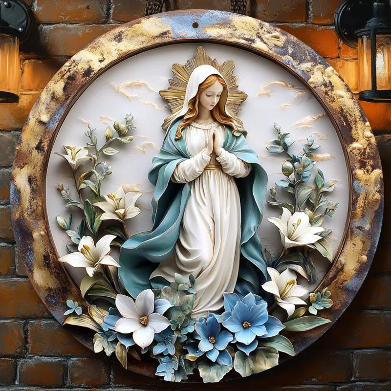 Decorazione Cattolica Madonna delle Grazie con Fiori