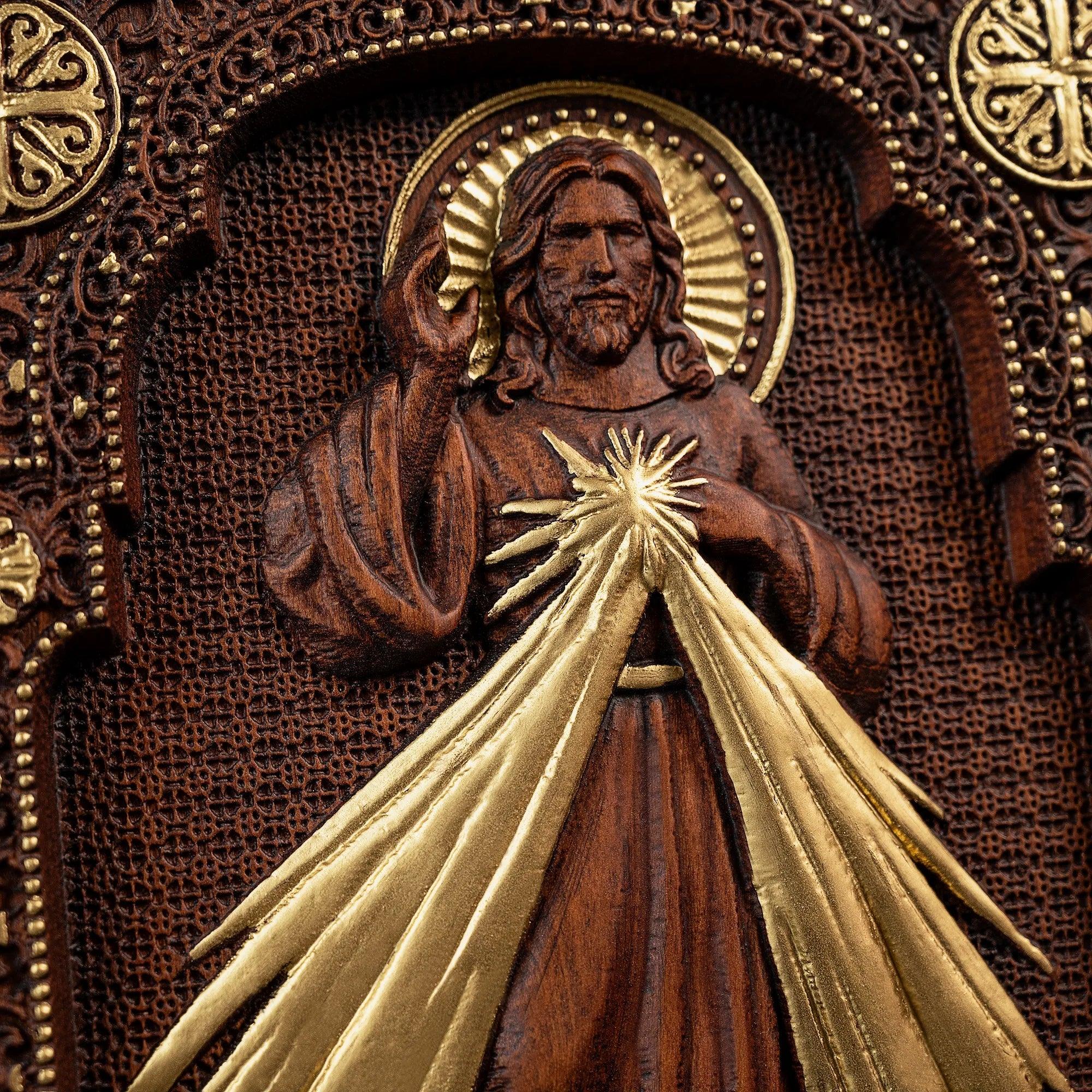 Icona della Divina Misericordia di Gesù Cristo in Legno