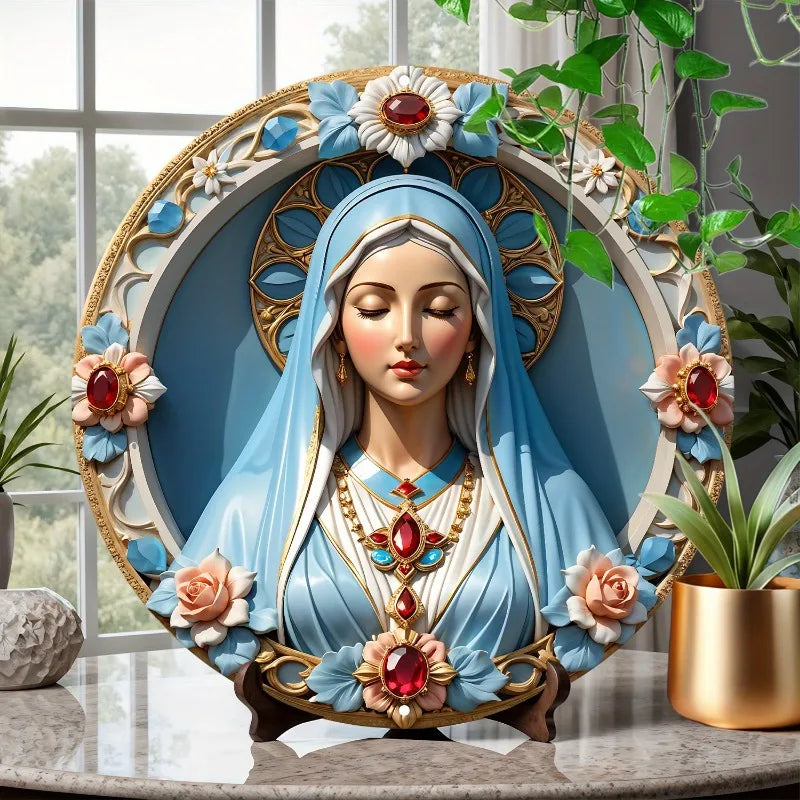 Decorazione Cattolica Madonna con Dettagli in Pietre