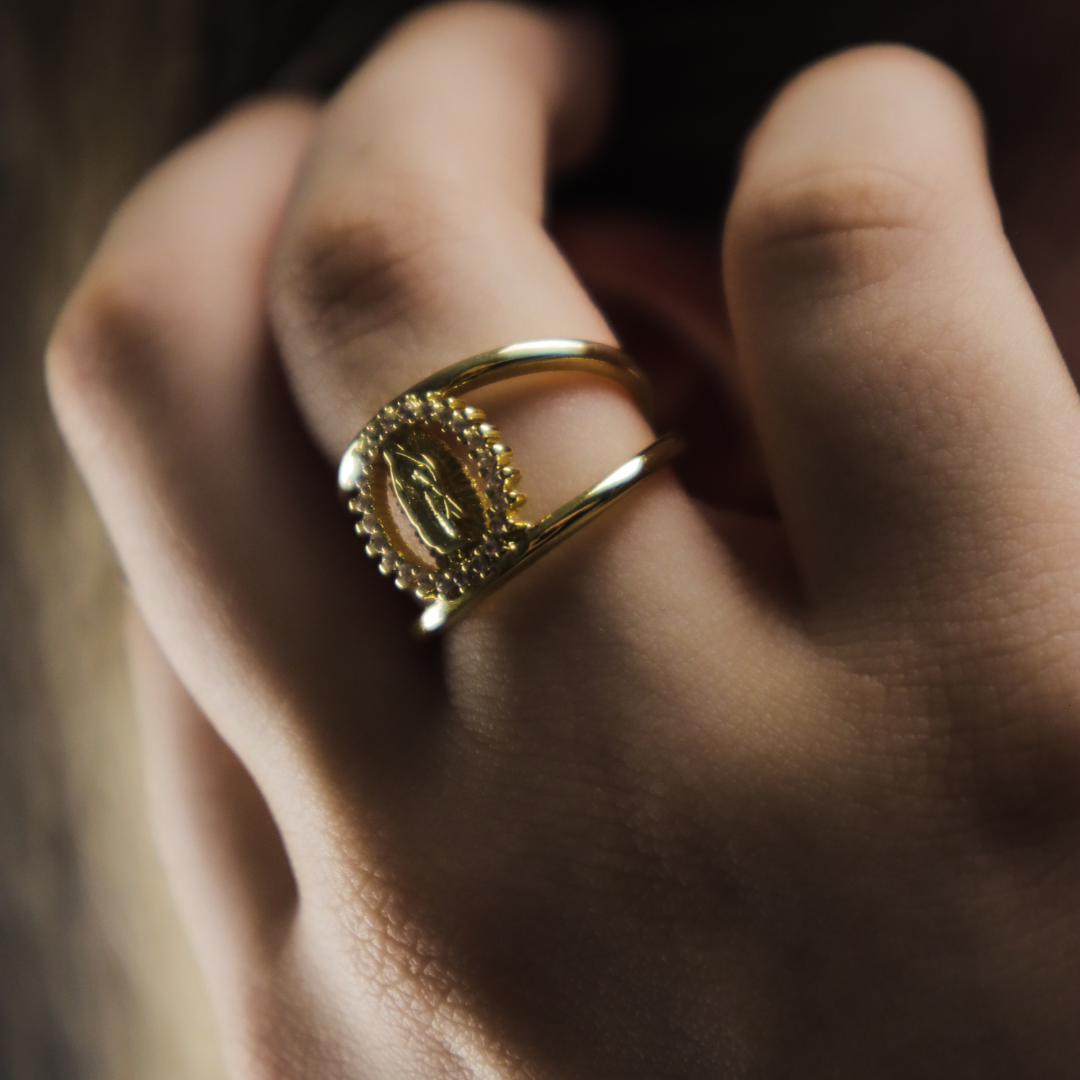 Anello Madonna di Guadalupe – Placcato in Oro